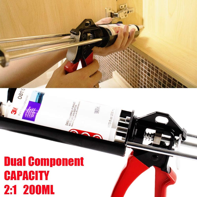 CJGQ Dual Epoxy Gun for 200 mL/6.75 fl oz (2:1 Mix Ratio) Double Cartridge Panel Bond 08115-08116 ï¼ˆScarlet & Blackï¼‰ - Image 4